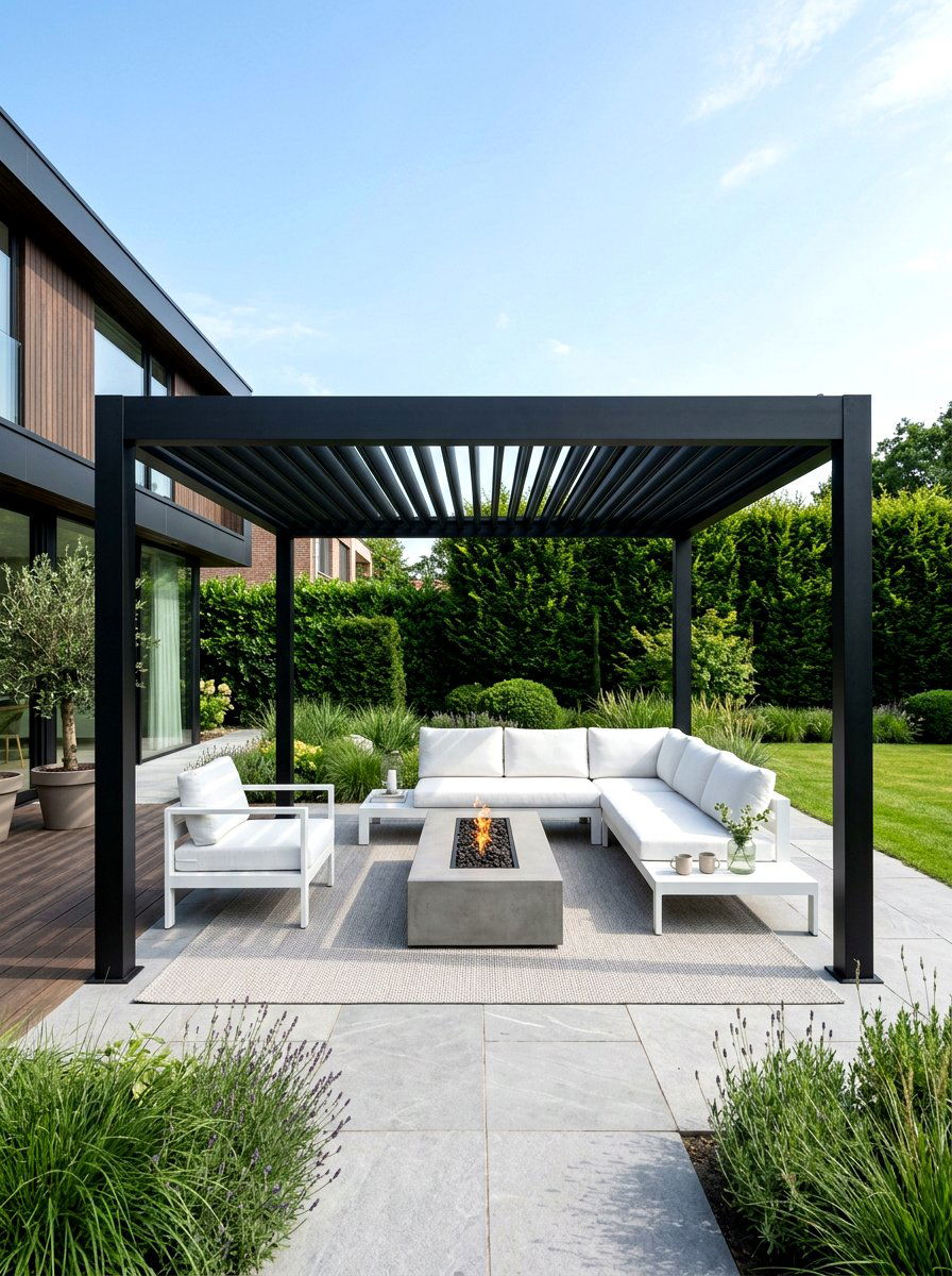 Modern Black Pergola - 30 pergola decorating ideas