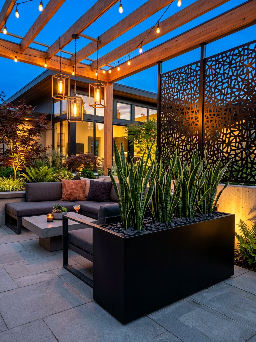 Modern Black Planter - 30 privacy wall planter ideas