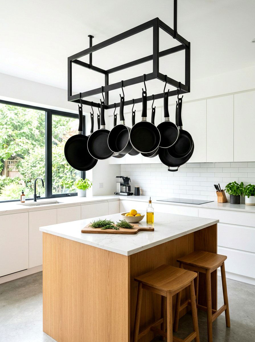Modern Black Pot Rack - 30 ceiling pot rack ideas