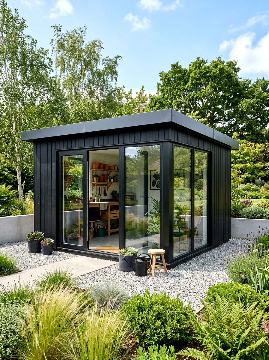 Modern Black Potting Shed - 30 potting shed ideas