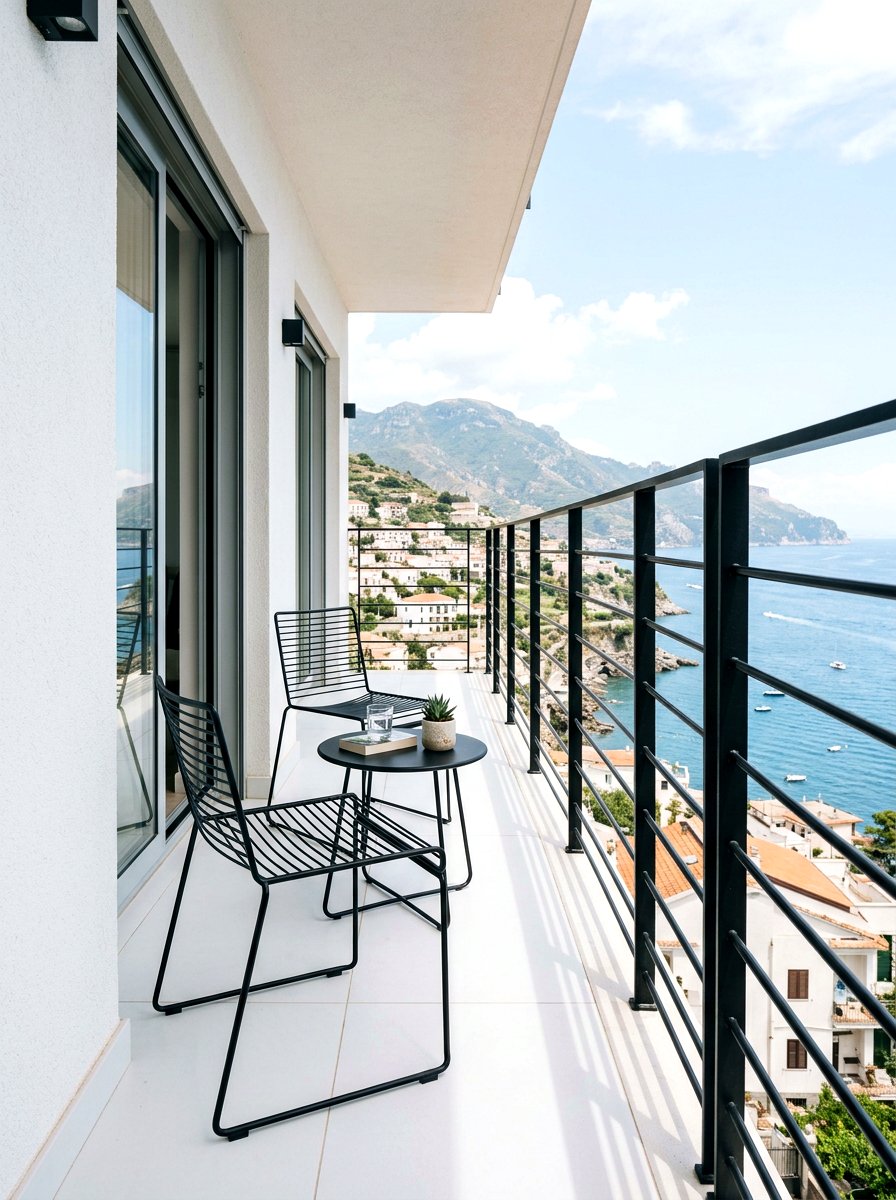 Modern Black Railing - 30 narrow balcony ideas