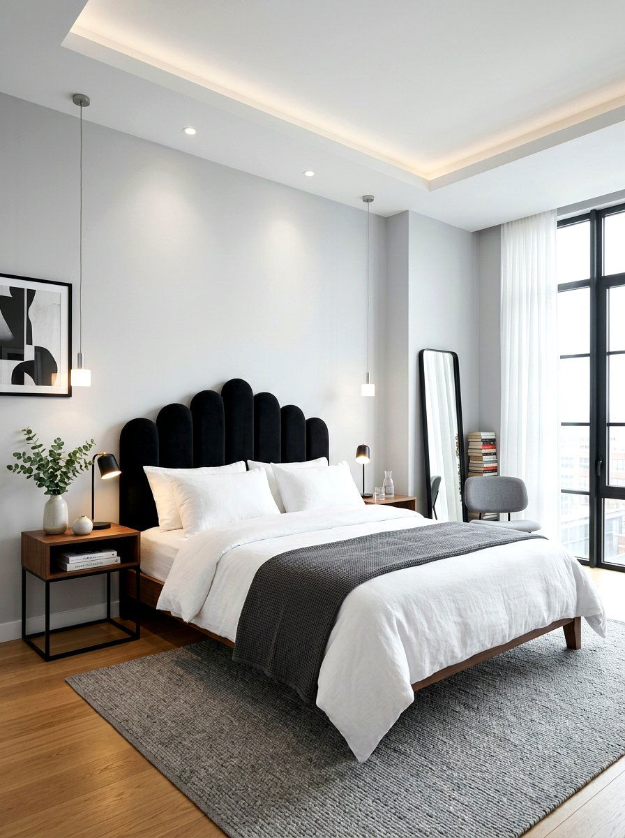 Modern Black Scalloped Headboard - 30 scalloped headboard ideas