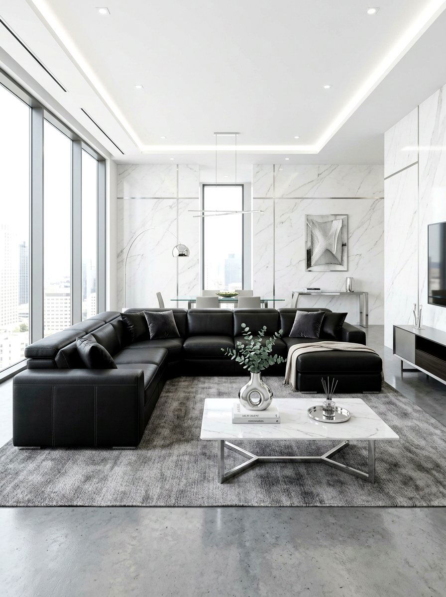 Modern Black Sectional - 30 family room sectional ideas
