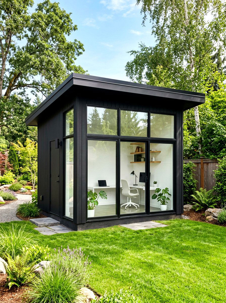Modern Black Shed - 30 office shed ideas