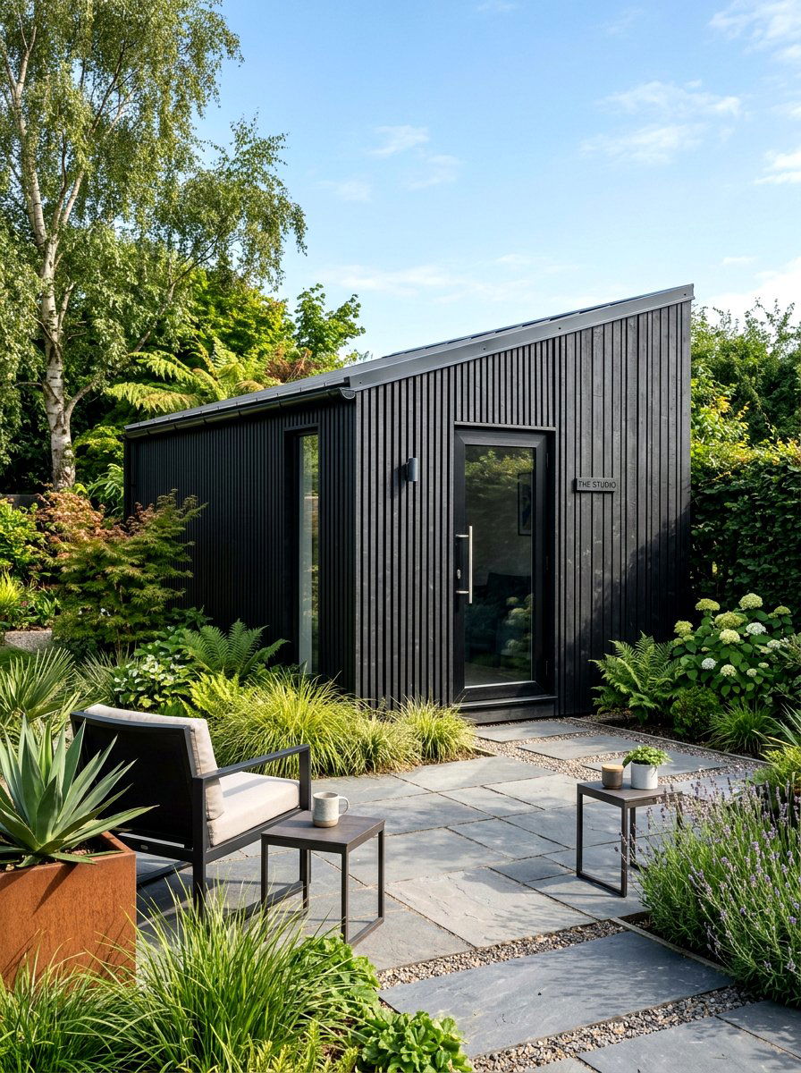Modern Black Slat Shed - 30 outdoor broom closet ideas