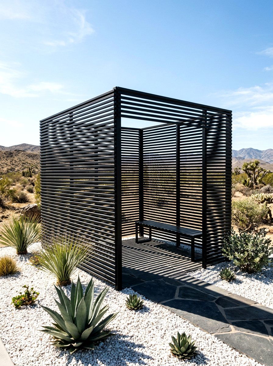 Modern Black Slat Wall - 30 outdoor changing room ideas