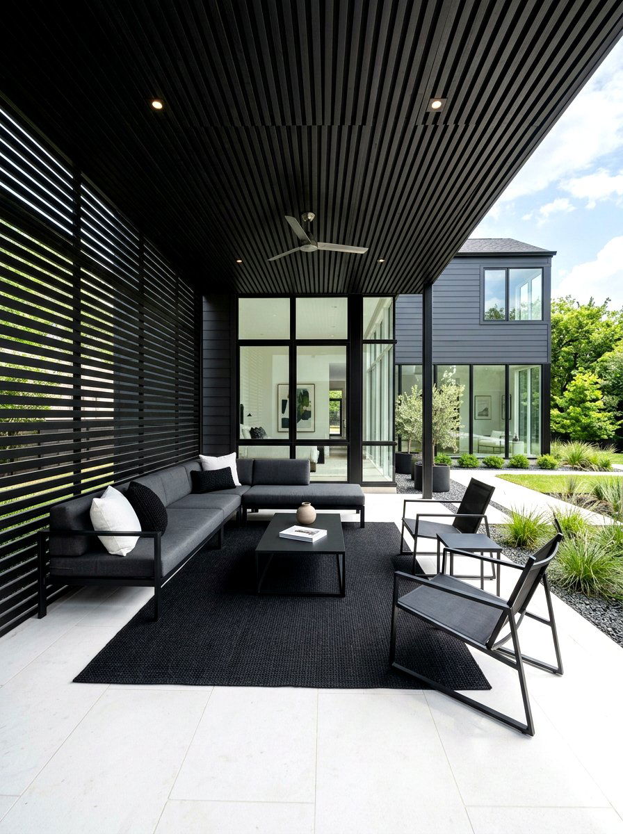 Modern Black Slats - 30 porch skirting ideas