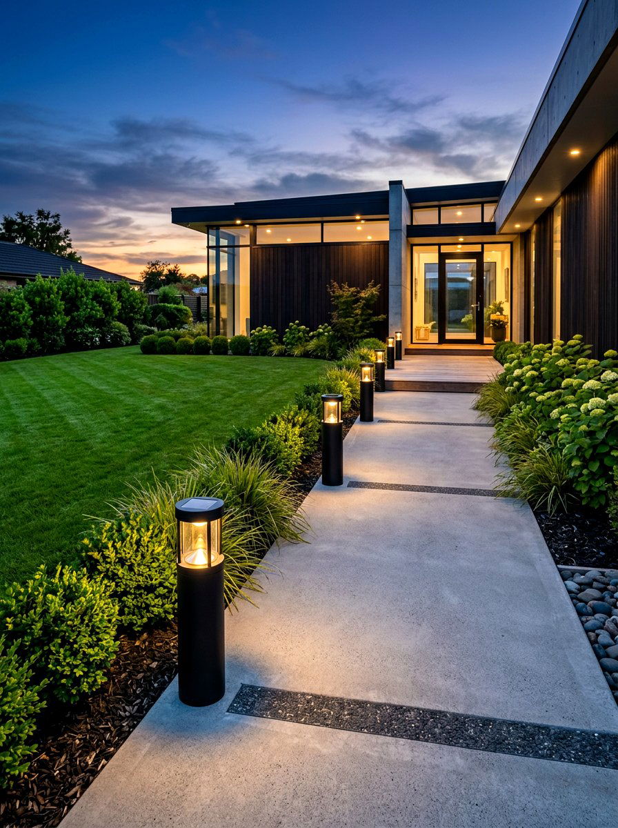 Modern Black Solar Path Lights - 30 solar path lantern ideas