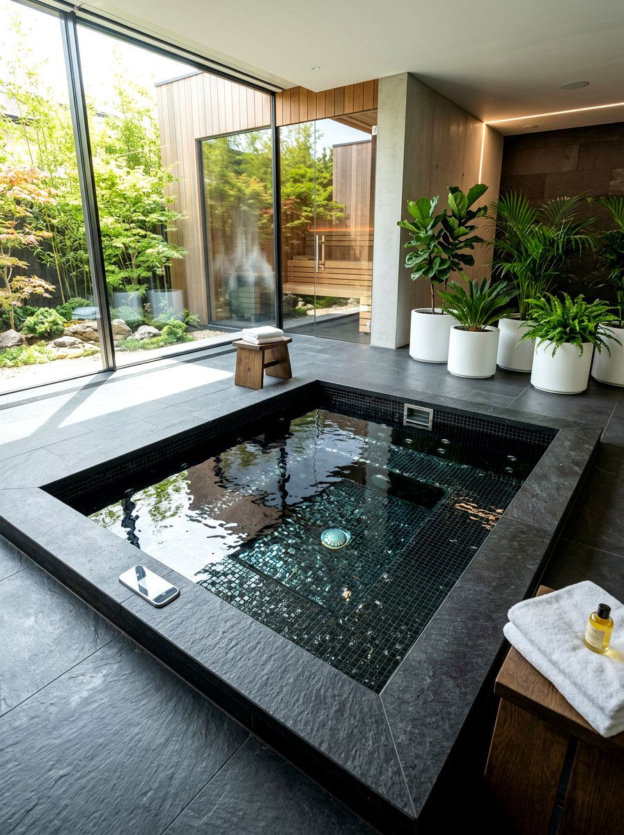 Modern Black Spa Pool - 30 spa pool backyard ideas