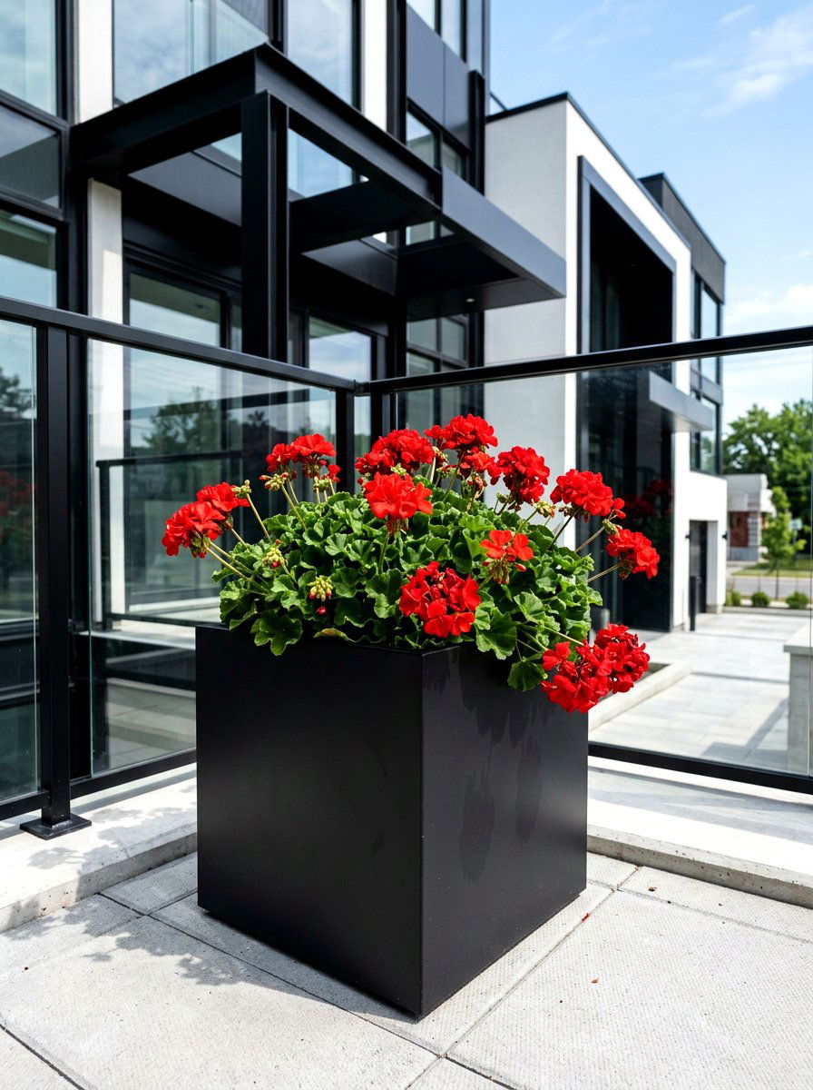 Modern Black Square Planter - 30 porch column planter ideas