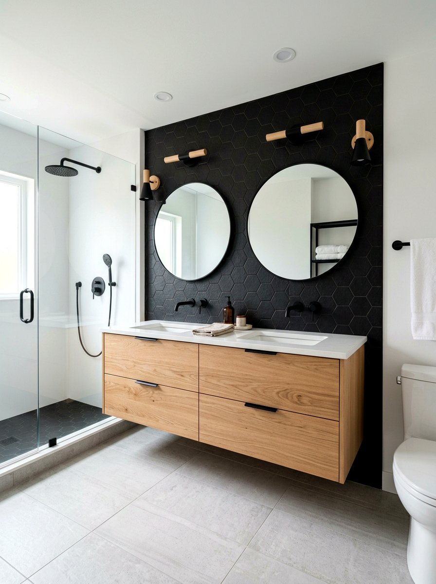 Modern Black Wood Bathroom Vanity - 30 black and wood decor ideas