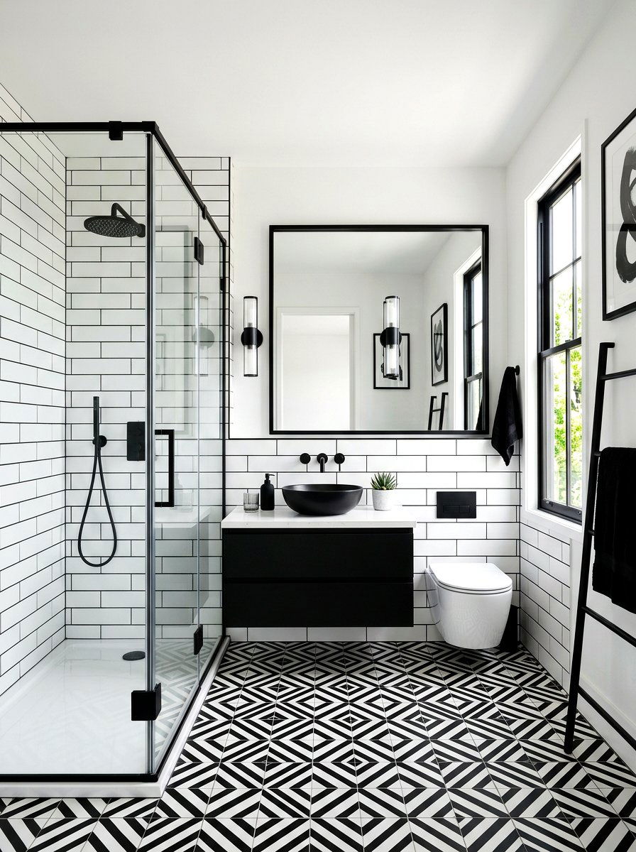 Modern Black and White Bathroom - 30 neutral bathroom ideas