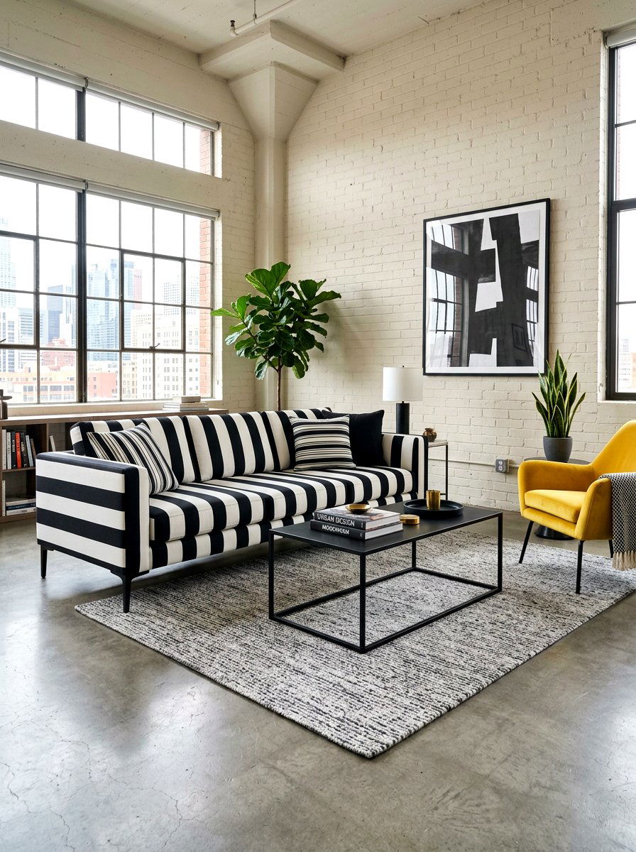 Modern Black and White Striped Sofa - 30 striped sofa ideas