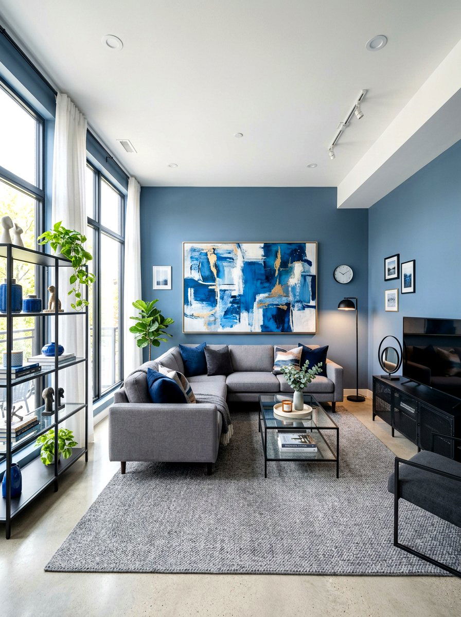 Modern Blue Living Room - 30 blue living room ideas