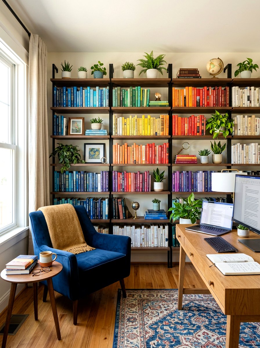 Modern Bookshelf Wall - 30 home studio backdrop ideas