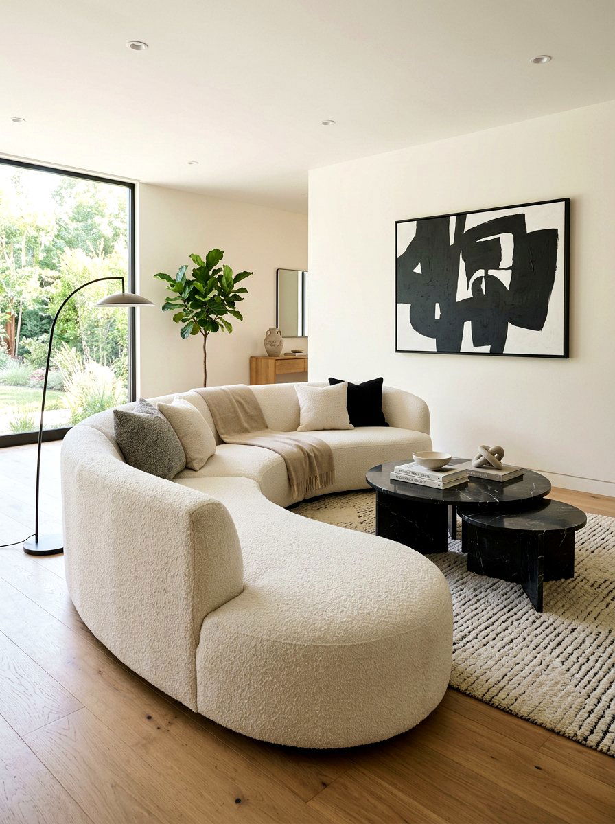 Modern Boucle Curved Sectional Living Room - 30 curved sectional living room ideas