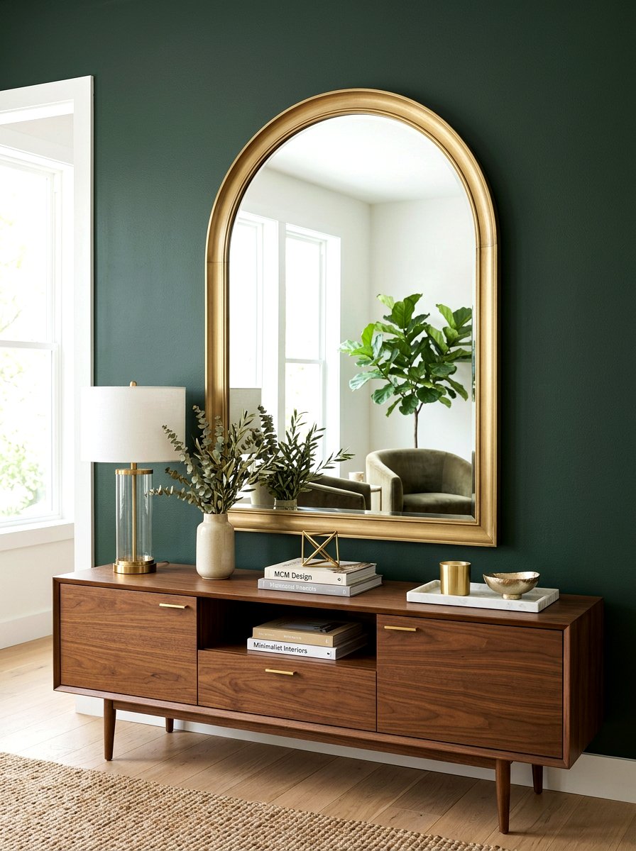 Modern Brass Arched Mirror - 30 arched foyer mirror ideas