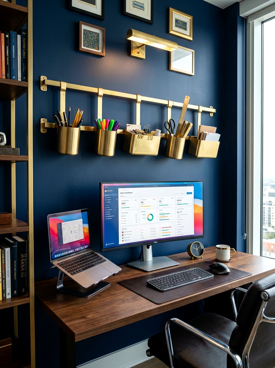 Modern Brass Command Center - 30 command center wall ideas