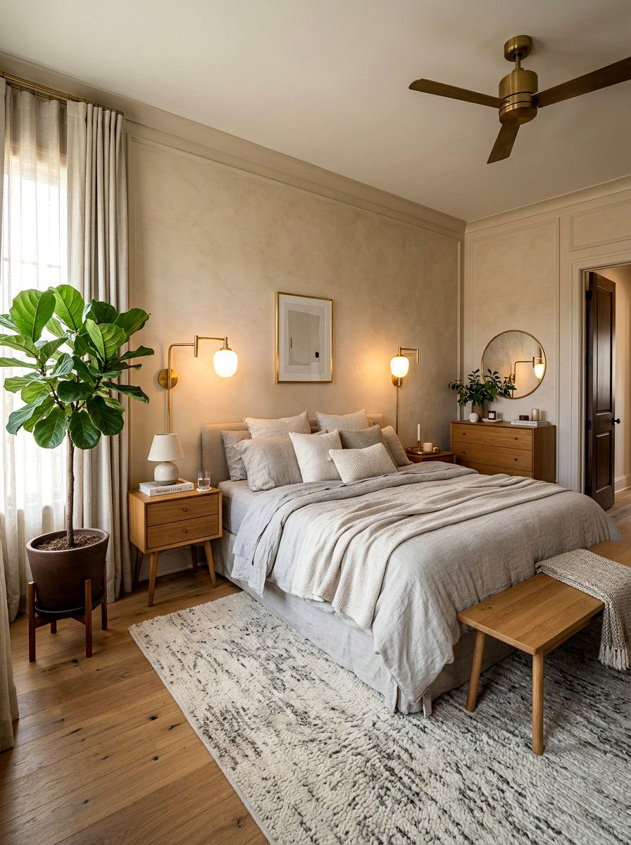 Modern Brass Lighting - 30 organic modern bedroom ideas