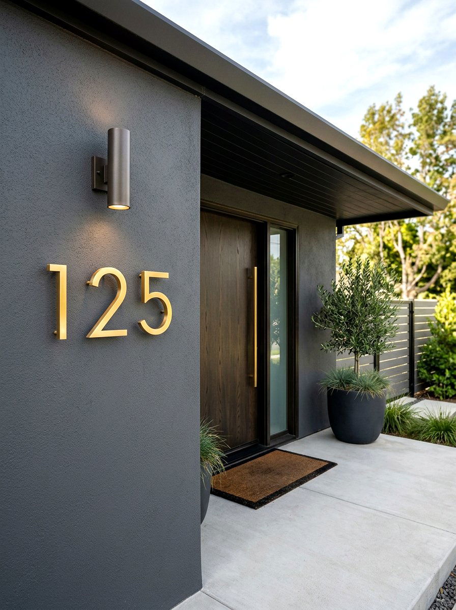 Modern Brass Numbers - 30 quiet luxury exterior ideas