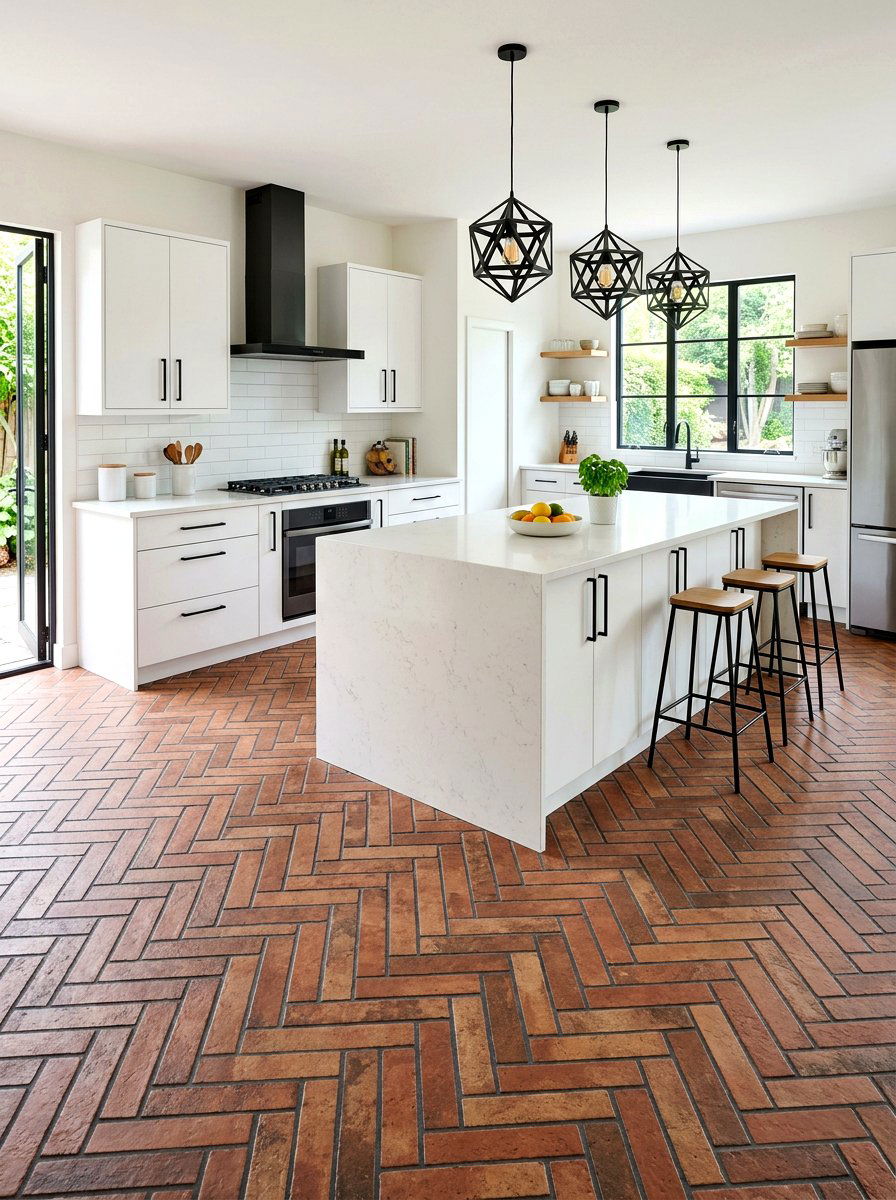 Modern Brick Diagonal Tile - 30 diagonal tile kitchen floor ideas