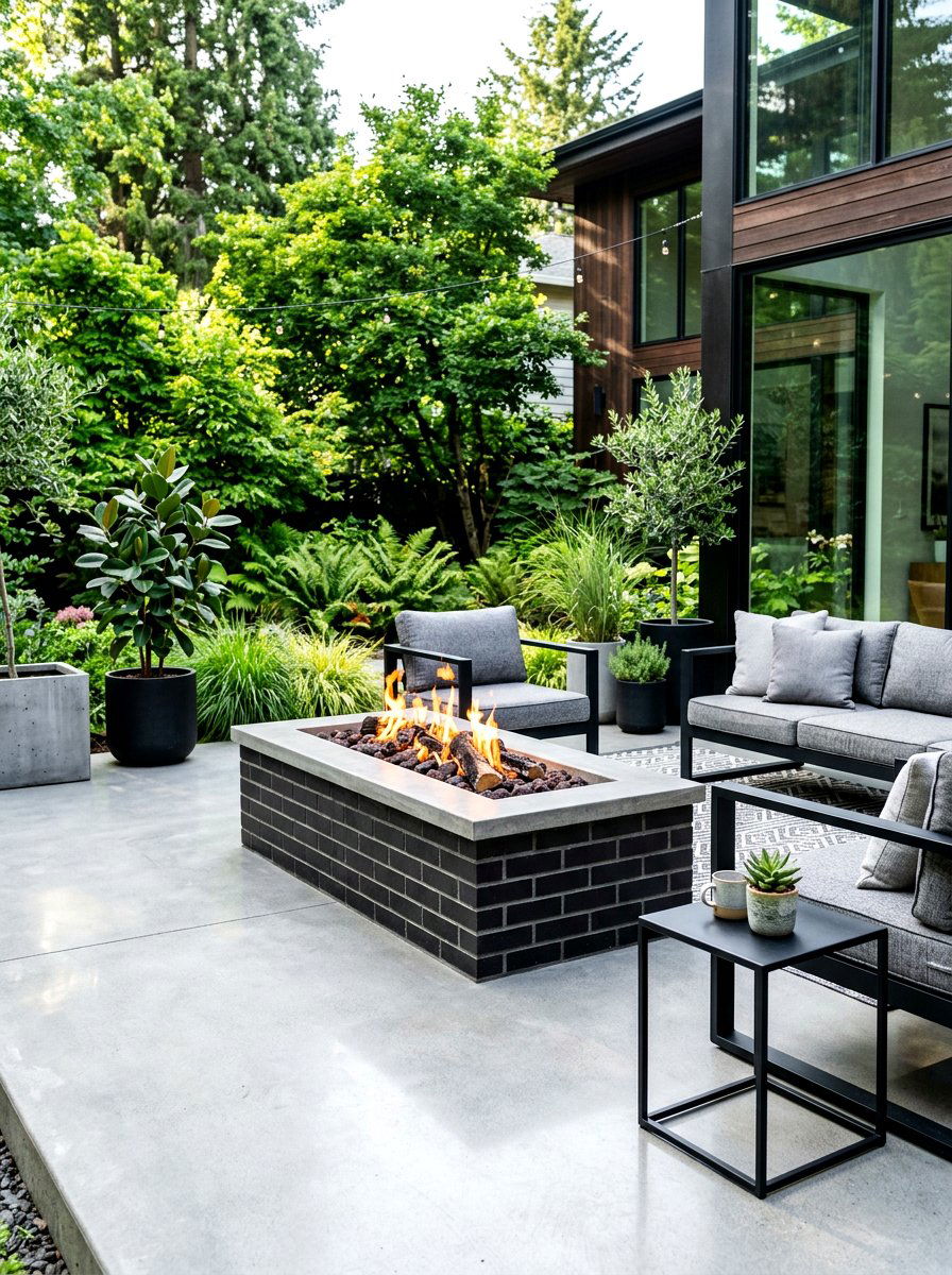 Modern Brick Fire Pit - 30 brick fire pit ideas