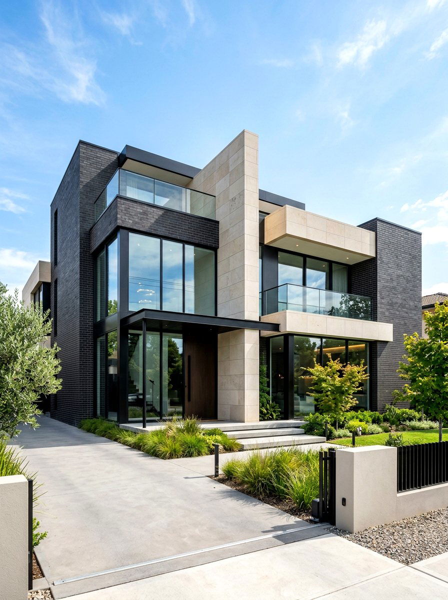 Modern Brick Limestone Facade - 30 brick and limestone exterior ideas