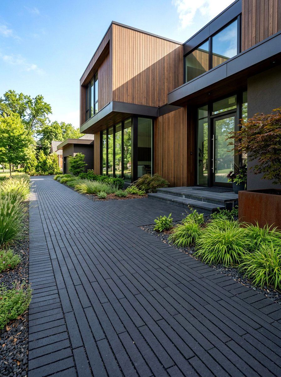 Modern Brick Sidewalk - 30 brick walkway ideas