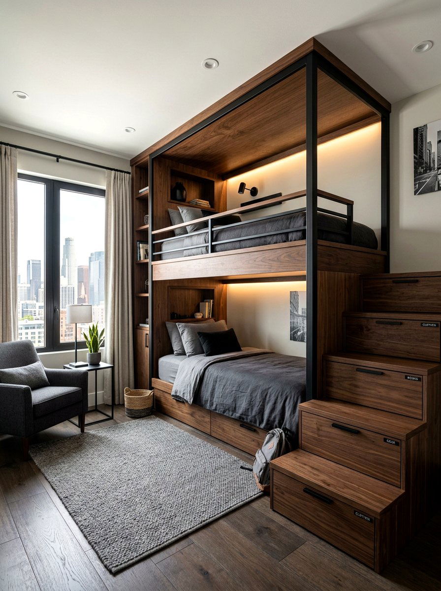 Modern Bunk Bed Room - 30 shared sibling room decor ideas