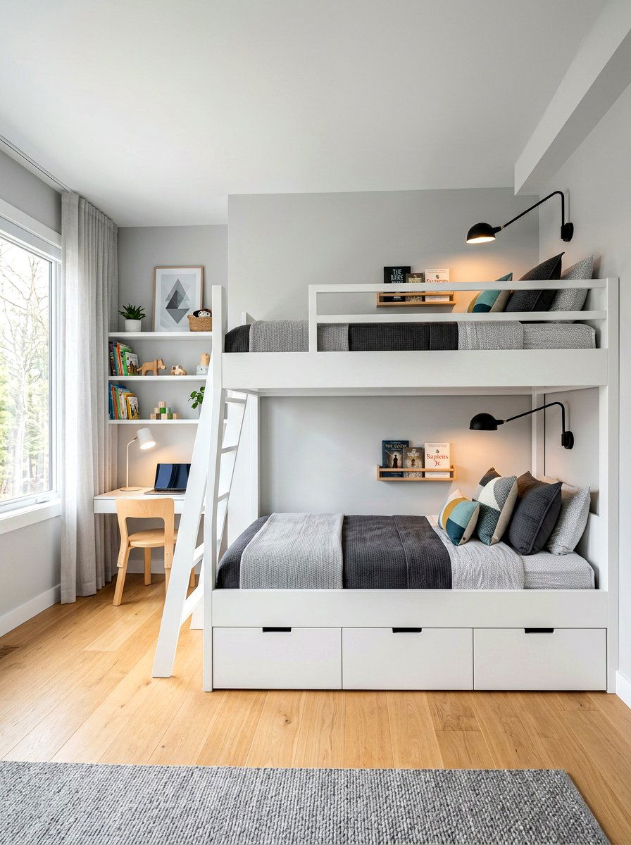 Modern Bunk Bed Room - 30 aesthetic kids room ideas