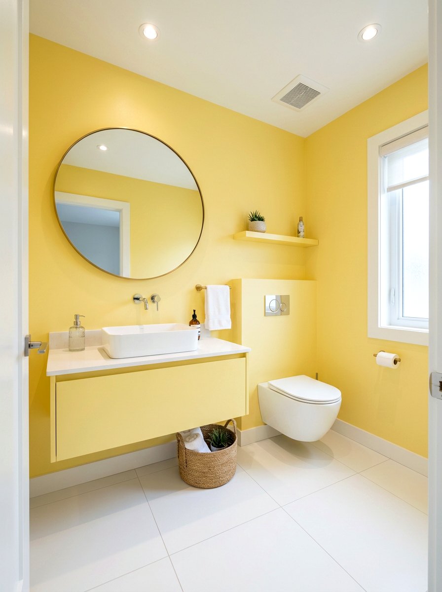 Modern Butter Yellow Powder Room - 30 butter yellow powder room ideas