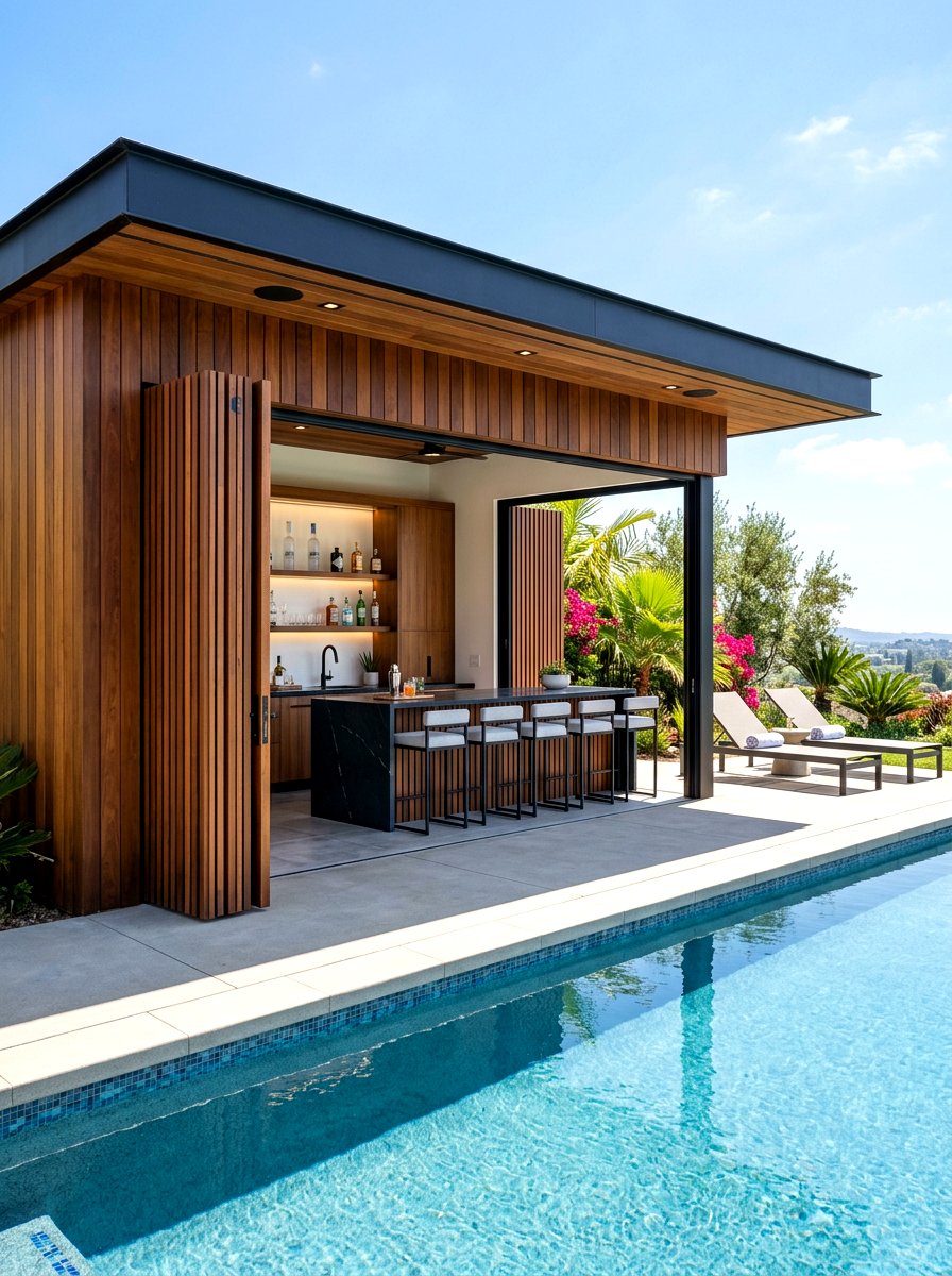 Modern Cabana with Pivot Walls - 30 rainproof patio ideas