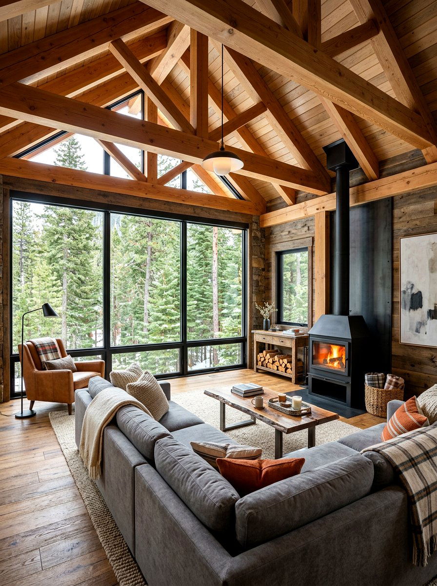 Modern Cabin Living Room Style - 30 holiday hosting room ideas