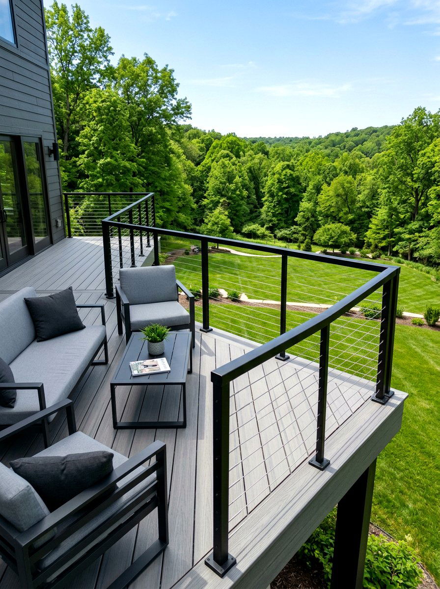 Modern Cable Deck Railing - 30 deck makeover ideas