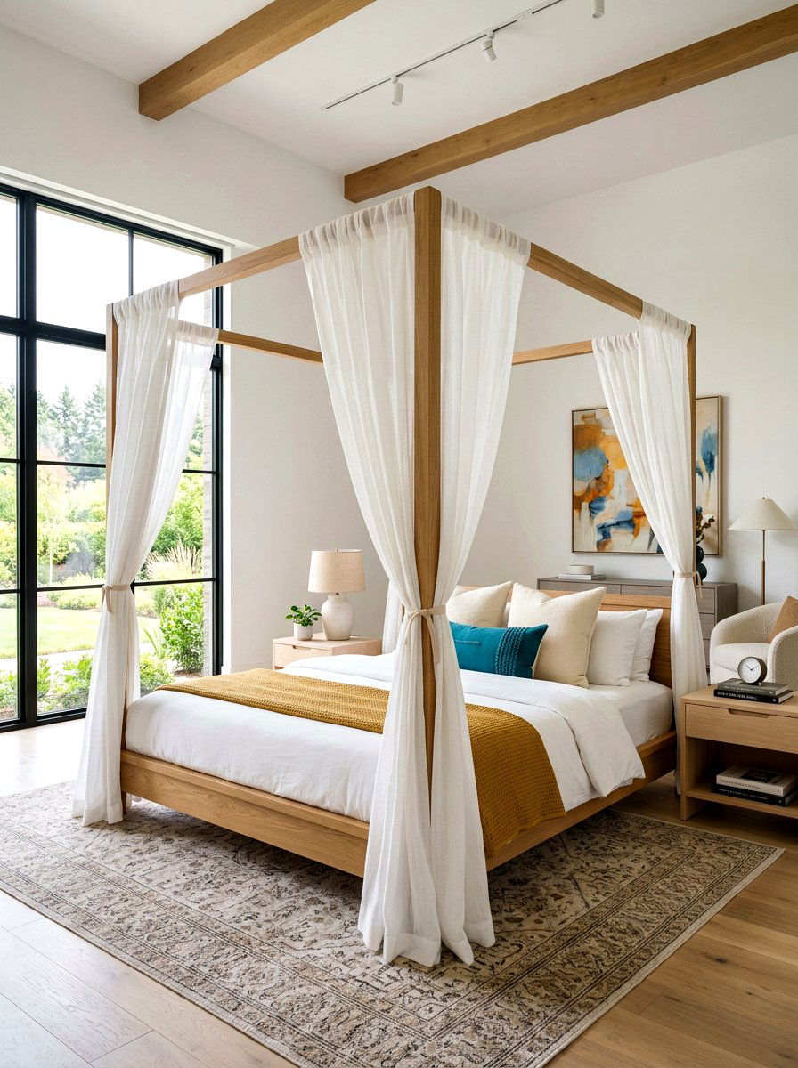 Modern Canopy Wood Bed - 30 wood bed frame ideas