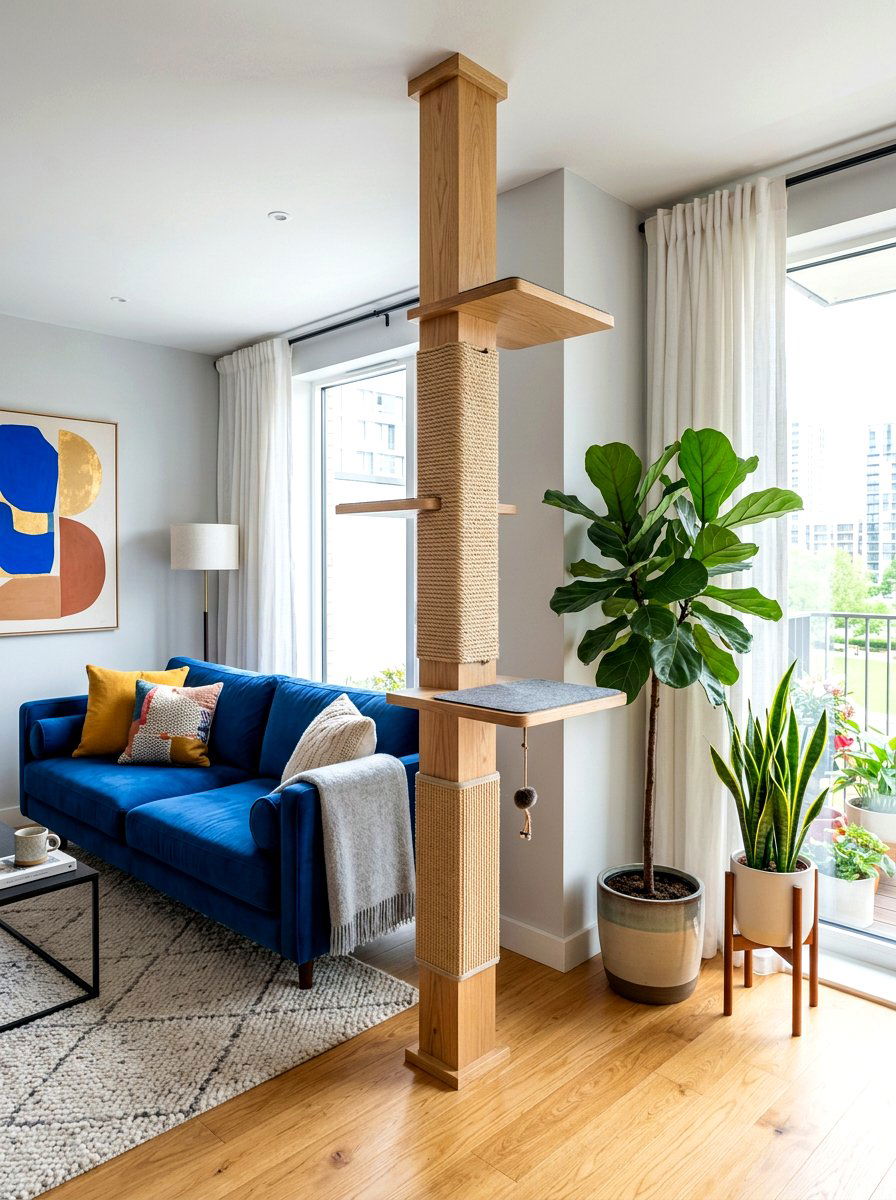 Modern Cat Scratching Post - 30 pet corner living room ideas