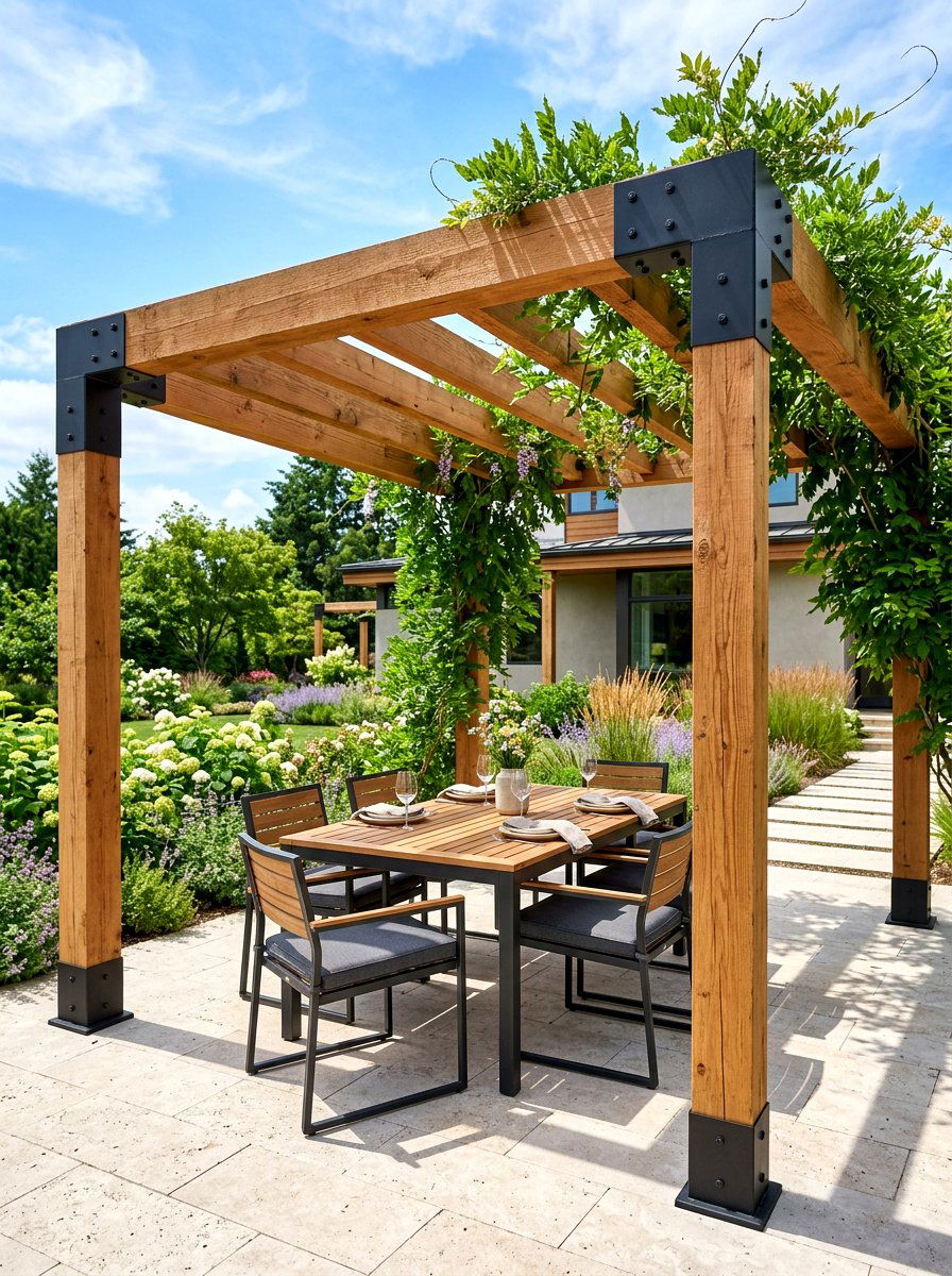 Modern Cedar Pergola - 30 modern backyard ideas