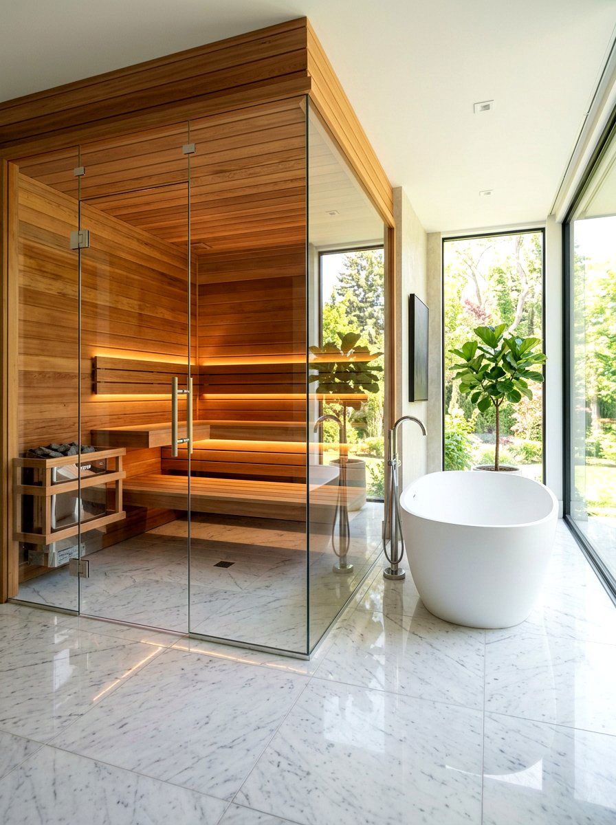 Modern Cedar Sauna - 30 sauna bathroom ideas