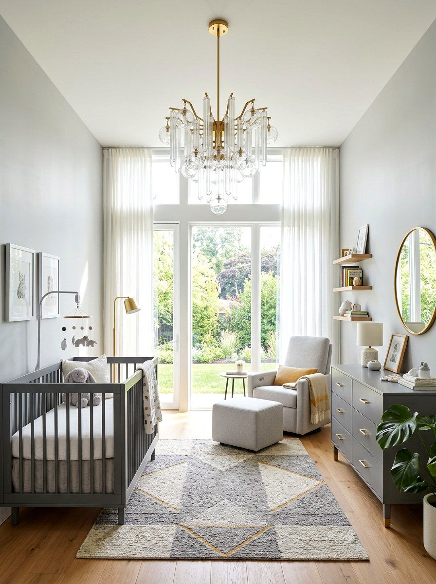 Modern Chandelier Nursery - 30 quiet luxury nursery ideas