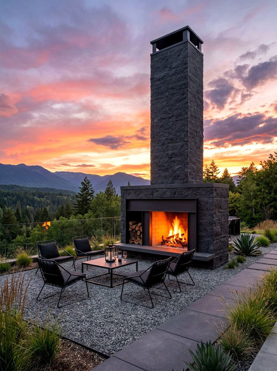 Modern Chimney Outdoor Fireplace - 30 modern outdoor fireplace ideas