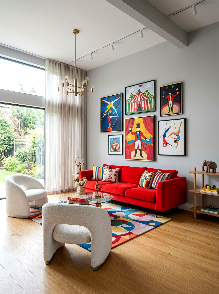 Modern Circus Living Room - 30 circus inspired living room ideas