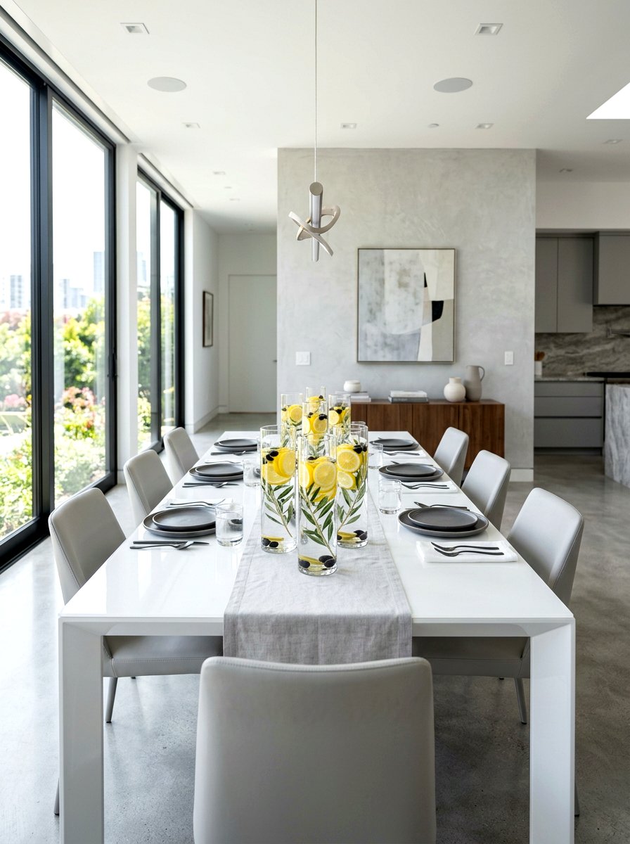 Modern Citrus Centerpiece - 30 lemon and olive summer tablescape ideas
