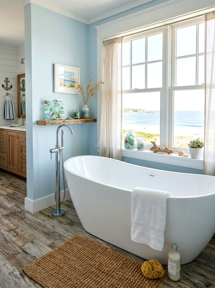 Modern Coastal Corner Tub - 30 freestanding tub corner ideas