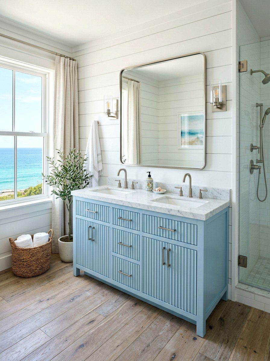 Modern Coastal Fluted Vanity - 30 fluted vanity ideas