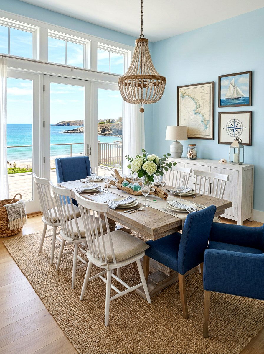 Modern Coastal Mixed Seating - 30 mixed dining seating ideas