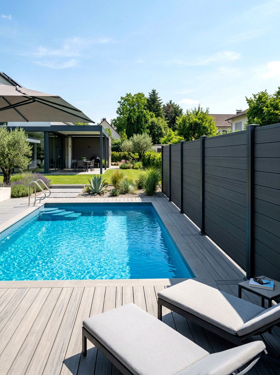 Modern Composite Pool Fence - 30 pool fence ideas