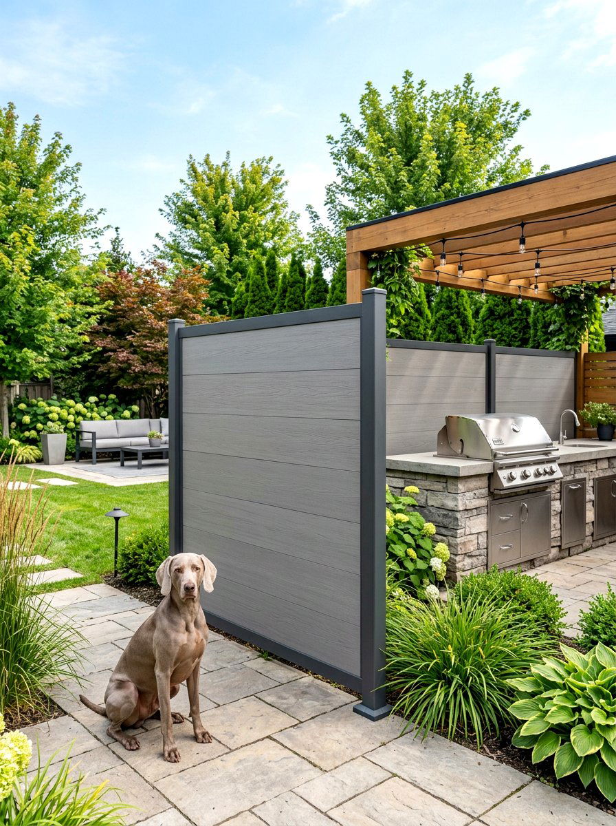Modern Composite Privacy Wall - 30 dog fence ideas