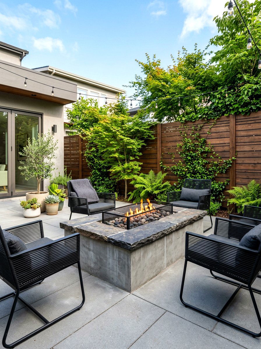 Modern Concrete And Stone Fire Pit - 30 stone fire pit ideas