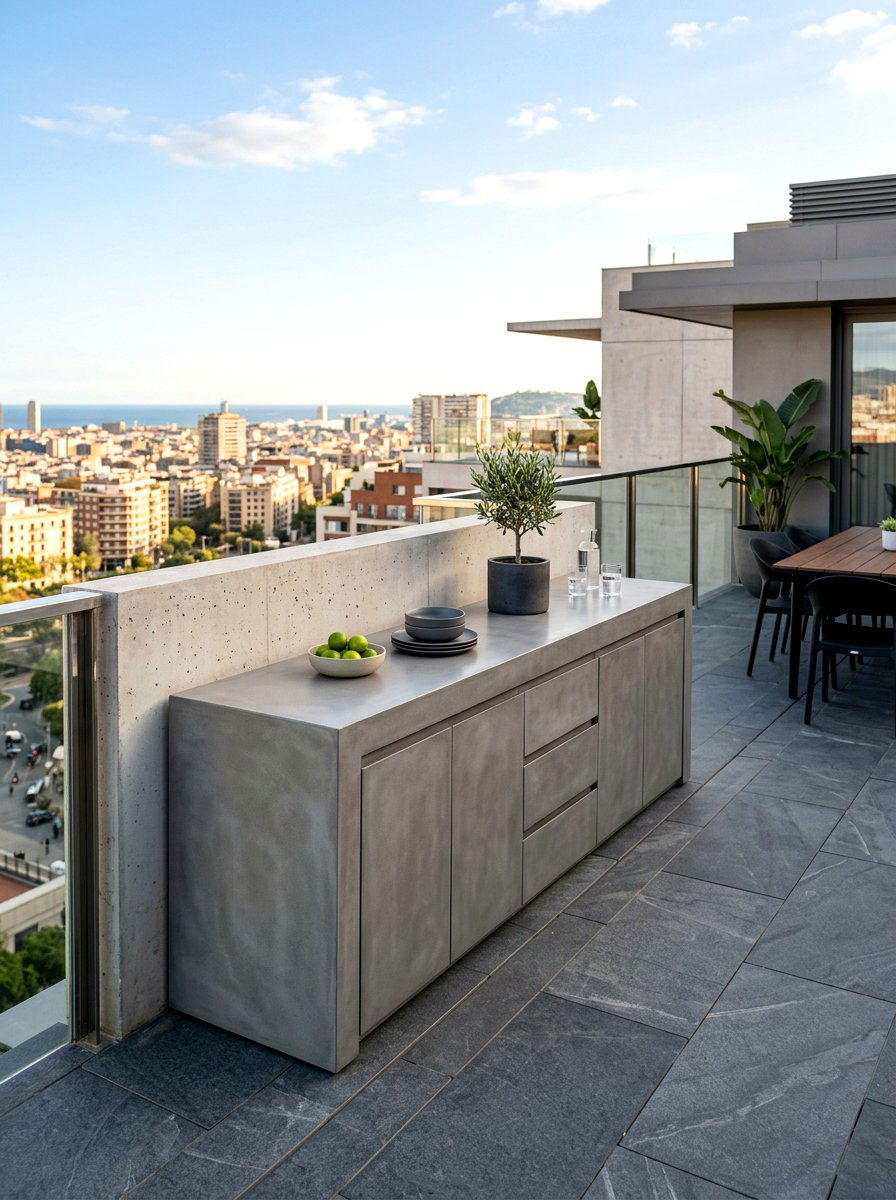 Modern Concrete Buffet - 30 outdoor buffet table ideas