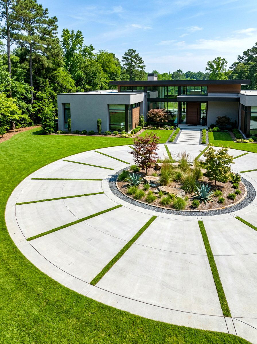 Modern Concrete Circular Driveway - 30 circular driveway ideas
